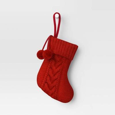 Mini Cable Knit Christmas Stocking Red - Wondershop™