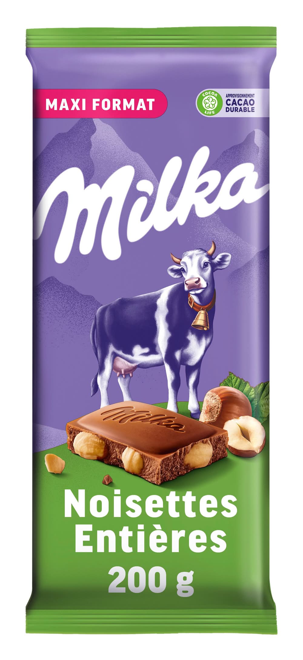 Milka - Chocolat au lait et aux noisettes entières (200g)