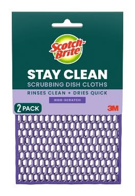 Scotch-Brite Stay Clean Scrubbing Dish Cloth, Purple (2 ct)