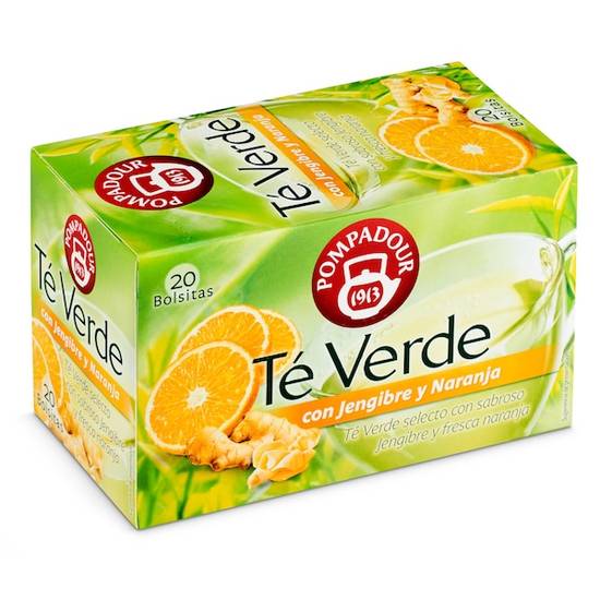 Té verde con jengibre y naranja Pompadour caja 20 unidades)