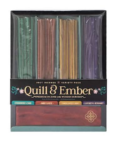 Quill & Ember Premium Incense With Wooden Burner Variety Pack