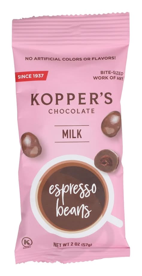 Kopper’s Milk Chocolate Espresso Beans, 2 oz.