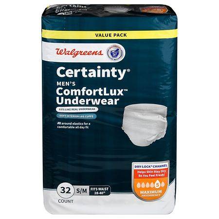 Walgreens Certainty Men's Comfortlux Underwear Small/Medium