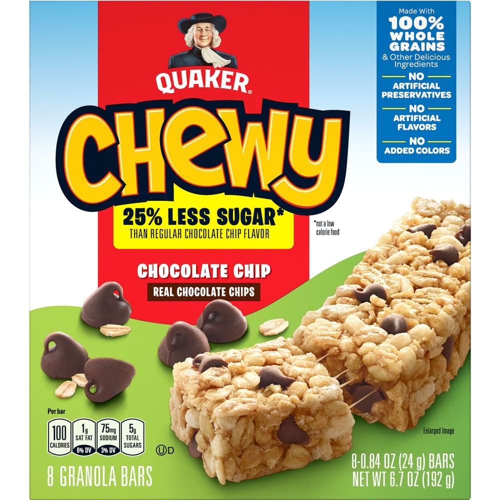 Quaker Chewy Granola Bars, Chocolate Chip (8 x 0.84 oz)