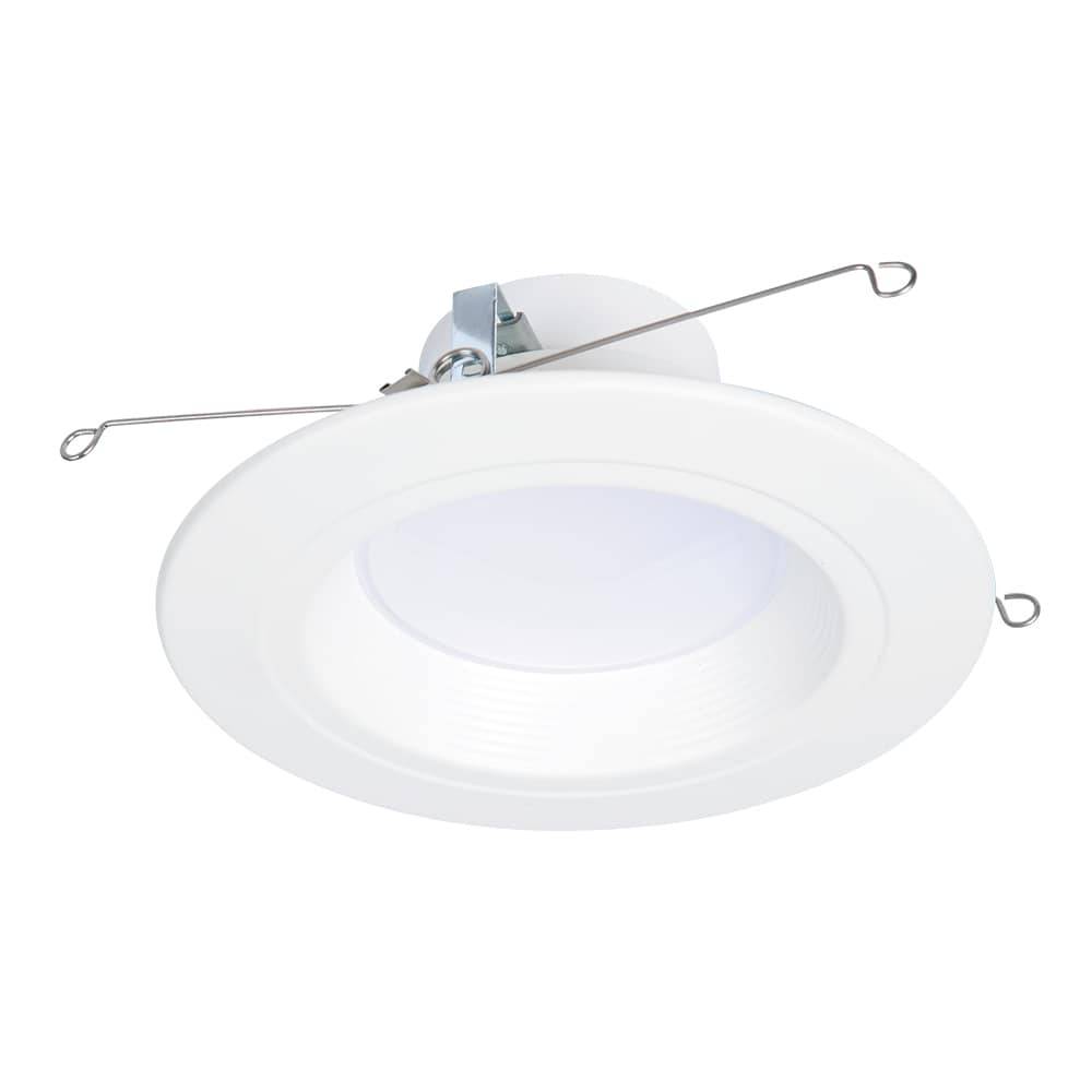 HALO Retrofit Matte White 5-in or 6-in 1355-Lumen Switchable Round Dimmable LED Canned Shower Recessed Downlight | RL56LS9FSD2W1EWH