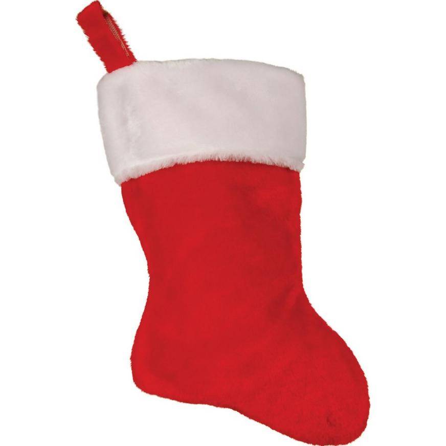 Party City Plush Christmas Stocking, 18", Red-White