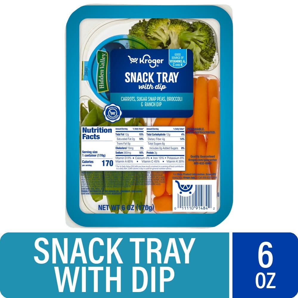 Kroger Carrots Snap Peas & Broccoli Snack Tray With Ranch Dip (6 oz)