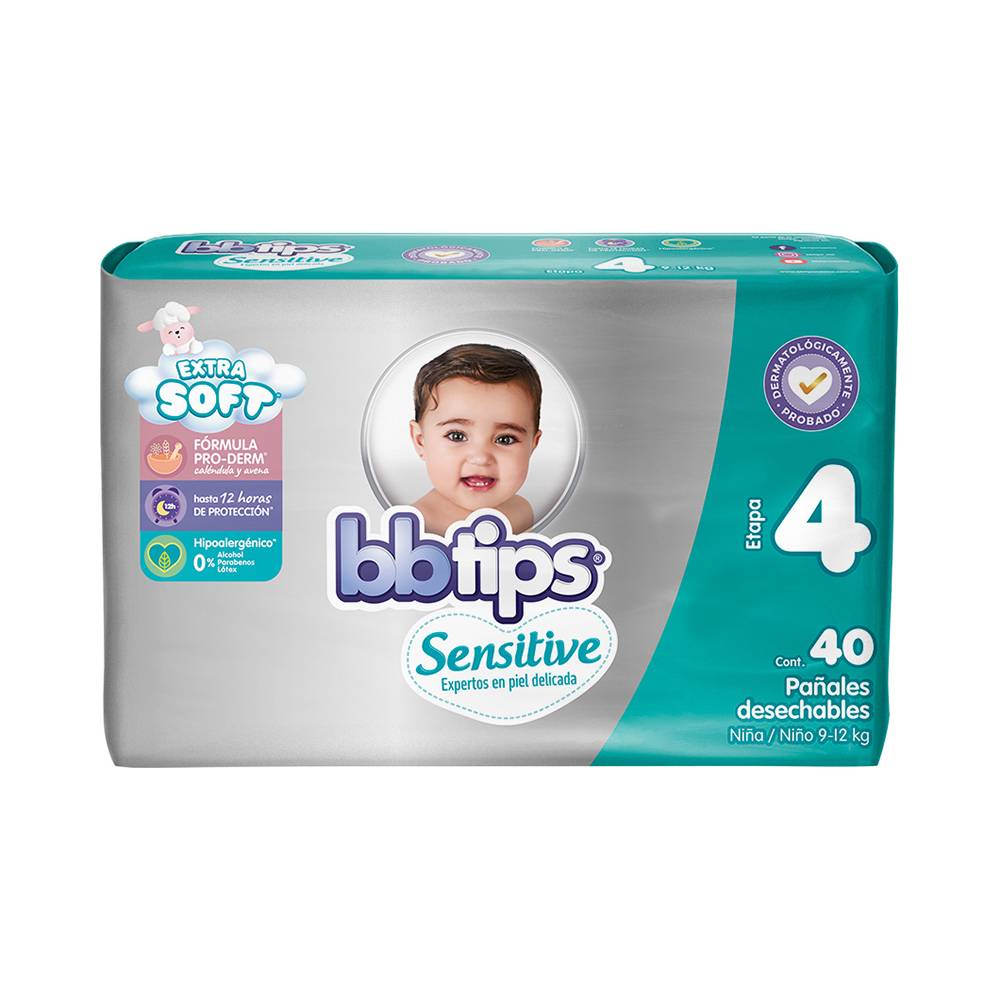 bbtips pañales desechables sensitive (40 piezas)