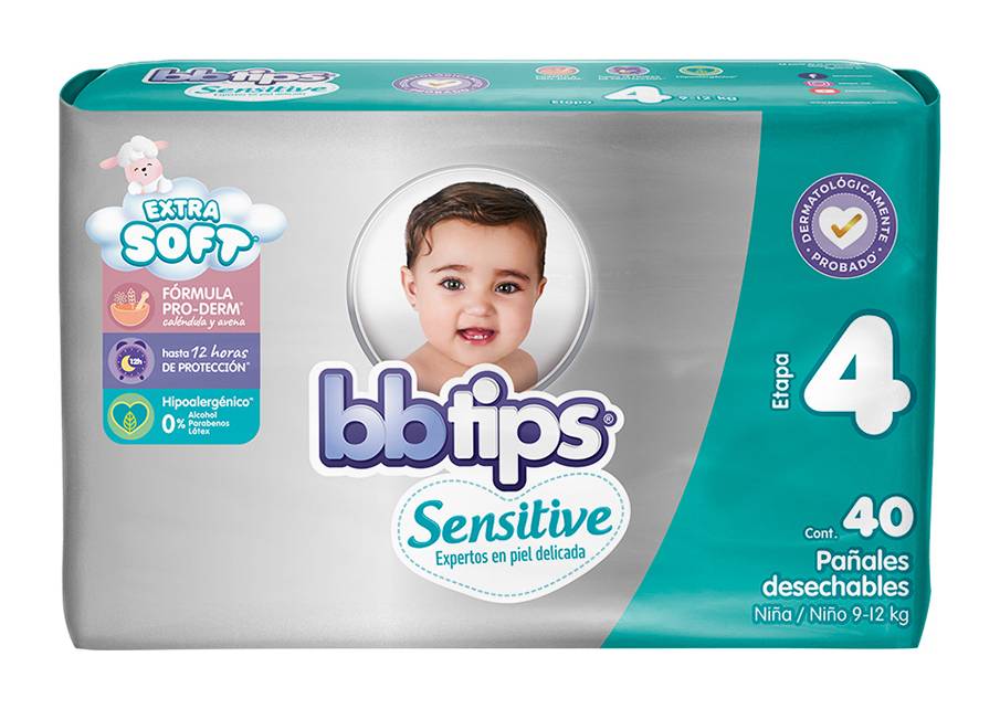 bbtips · Sensitive pañales desechables para bebé, Talla 4 (40 un)