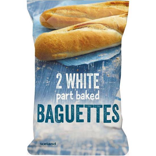 Iceland Part Baked White Baguette 2 Pack