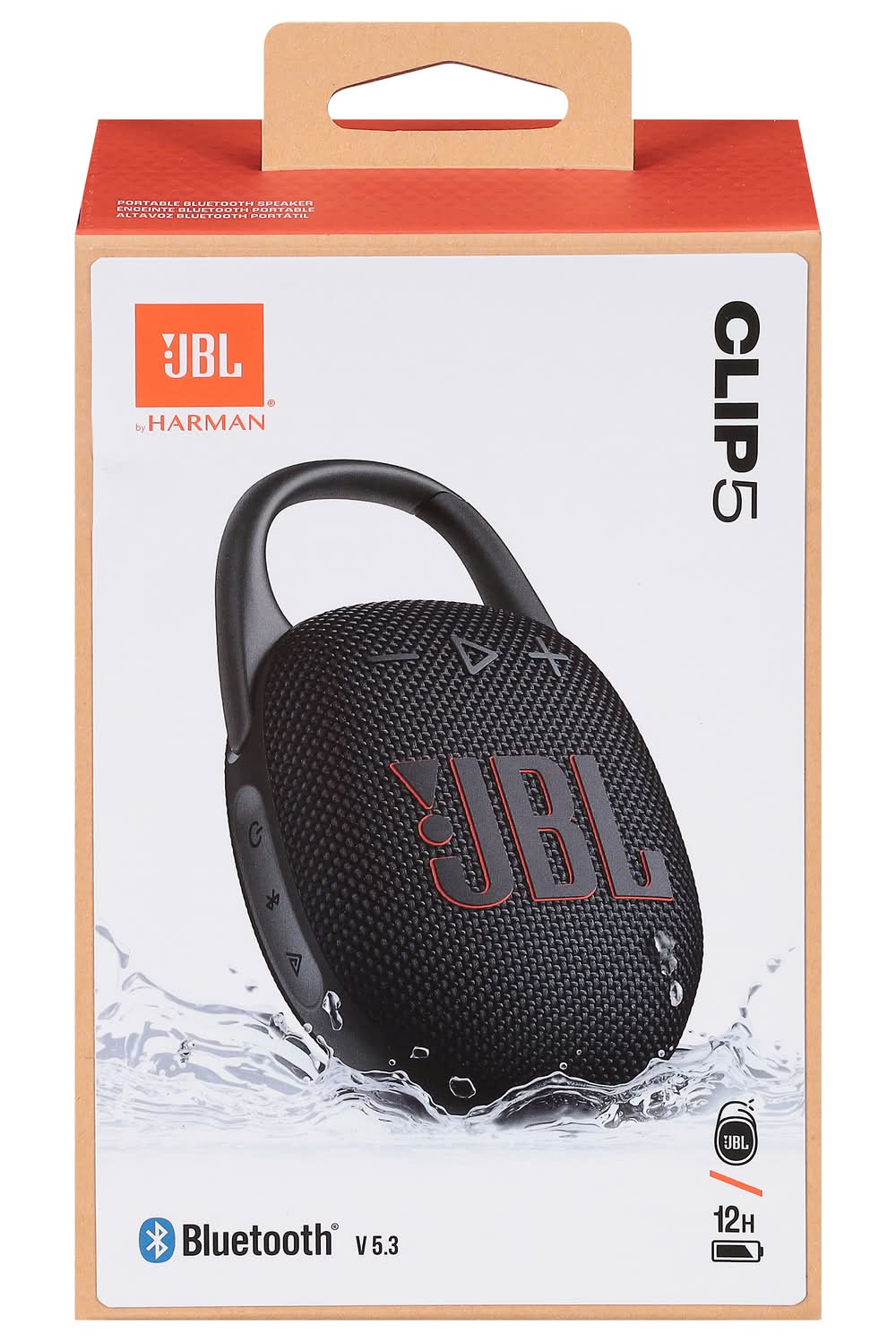 JBL Clip 5 Waterproof Wireless Bluetooth Speaker, Black