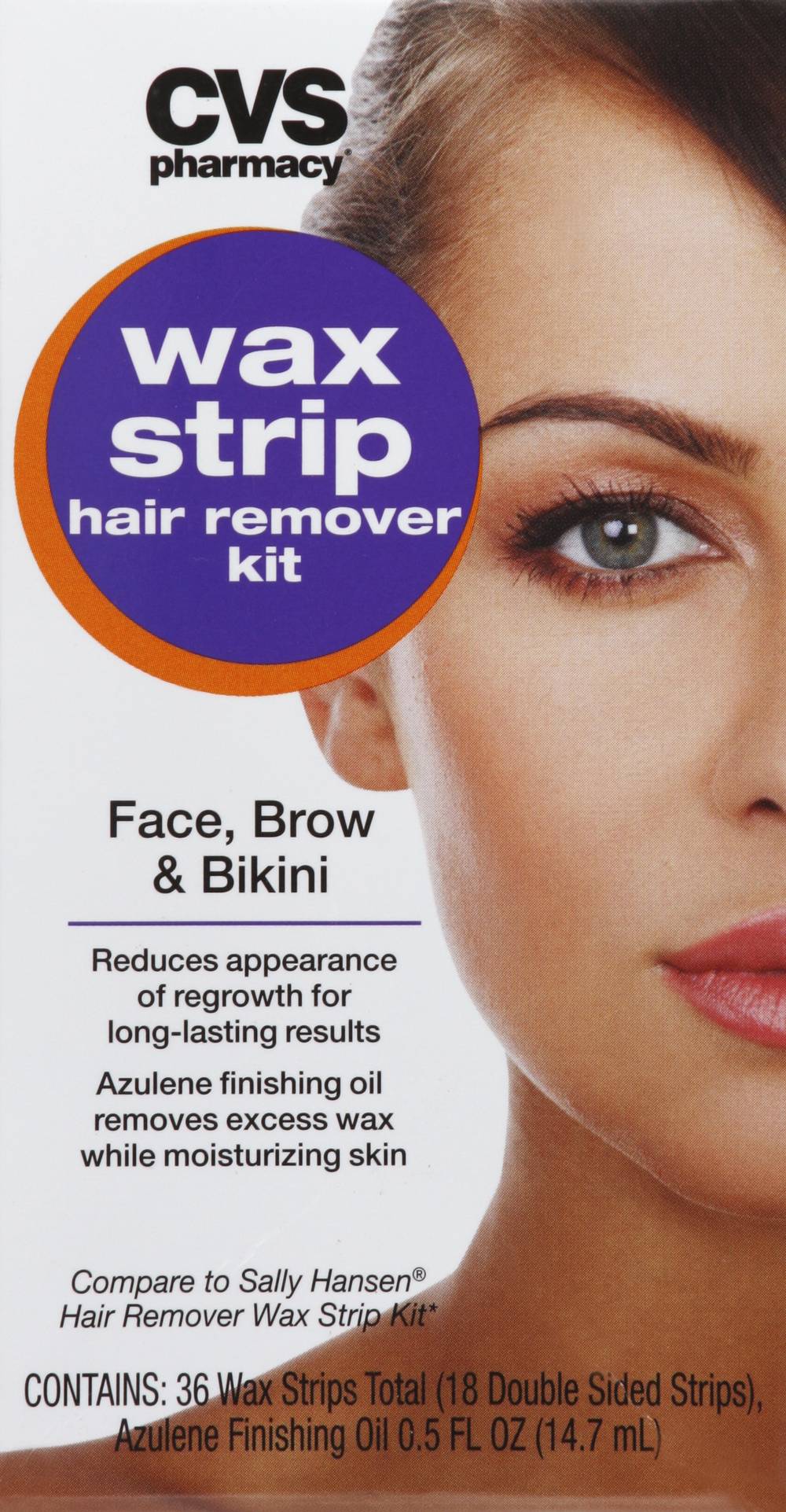 CVS Pharmacy Pharmacy Wax Strip Face Brow & Bikini Hair Remover Kit (0.5 fl oz)