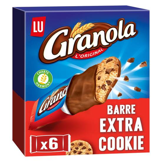 Lu - Biscuits barre cookie aux pépites de chocolat granola (6 pièces)