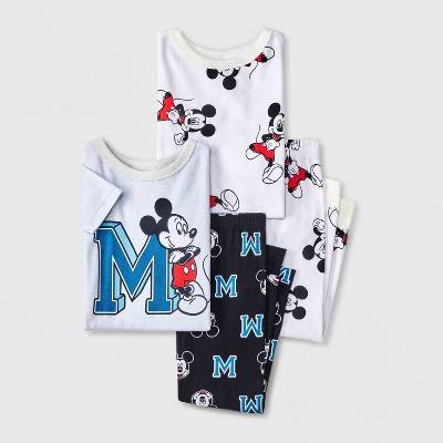 Toddler Boys' 4pc Snug Fit Cotton Mickey Mouse and Friends Pajama Set - Blue 5T: Crew Neck, Machine Washable, Tumble Dry