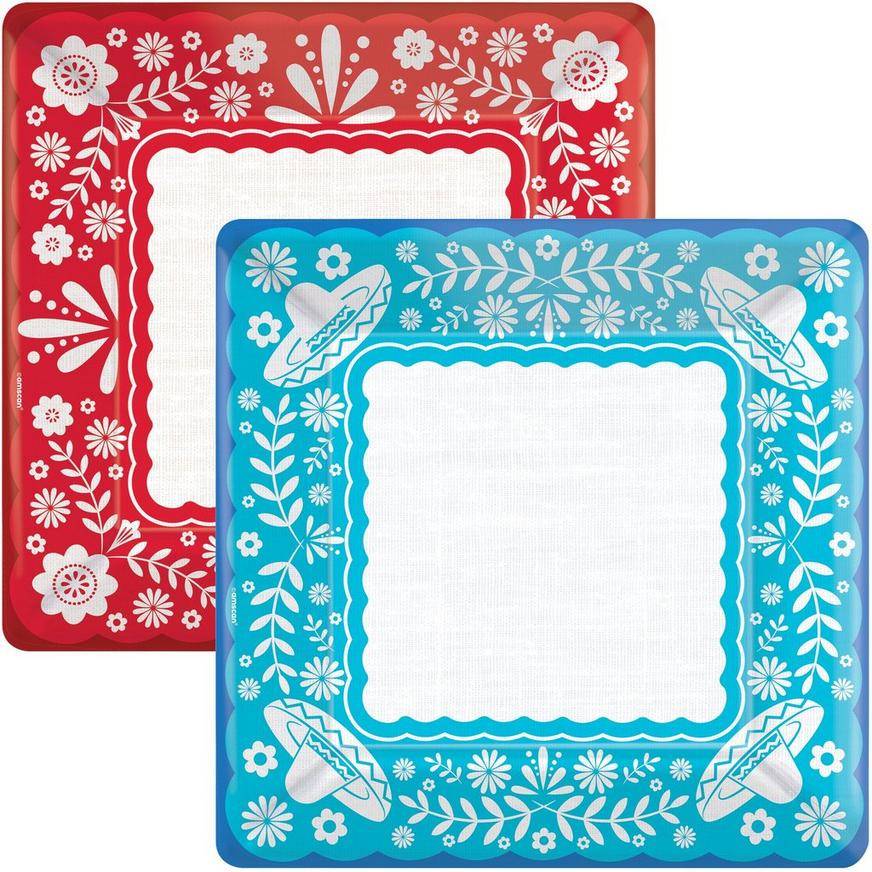 Party City Fiesta Viva La Paper Dinner Plates (red -turquoise) (20 ct)