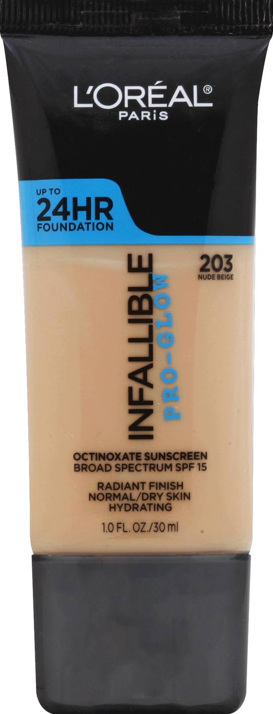 L'oréal 203 Nude Beige Infallible Pro Glow Foundation (1 fl oz)