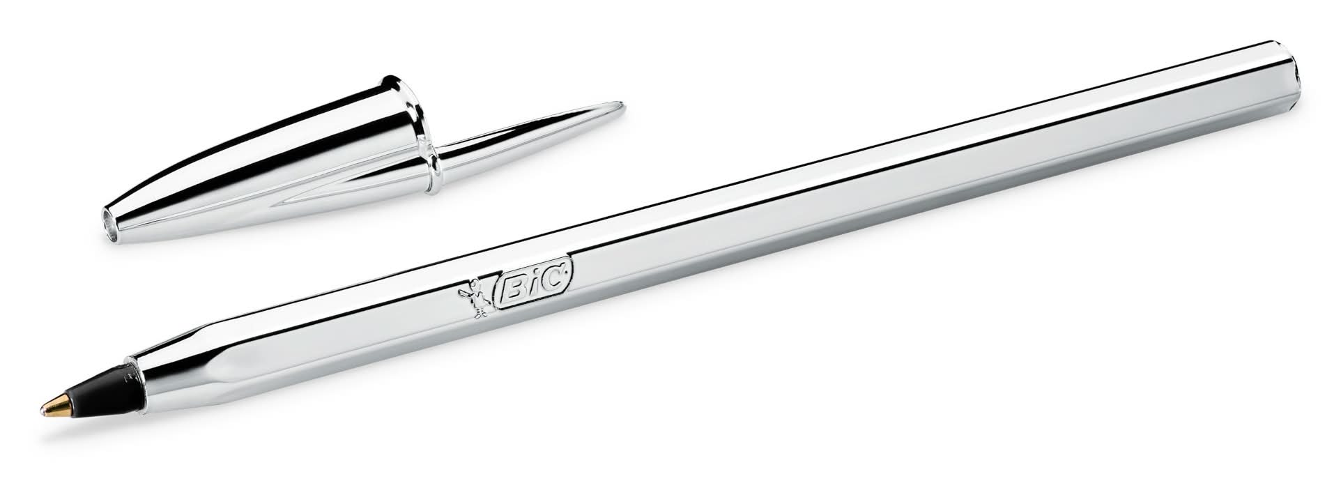 Esferográfica Prateada Bic Cristal - Preto