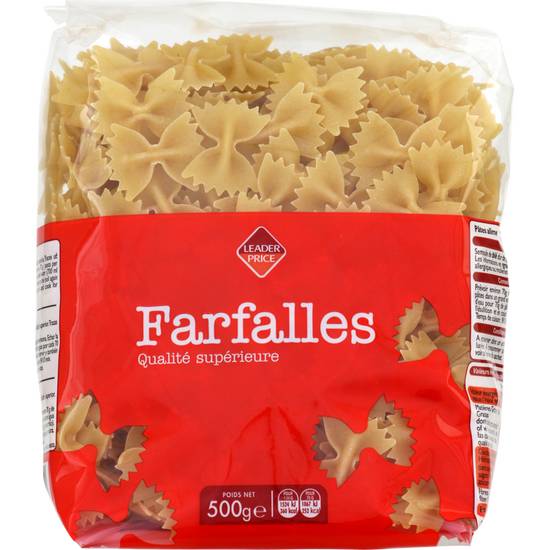 Pâtes Farfalles Leader price 500g