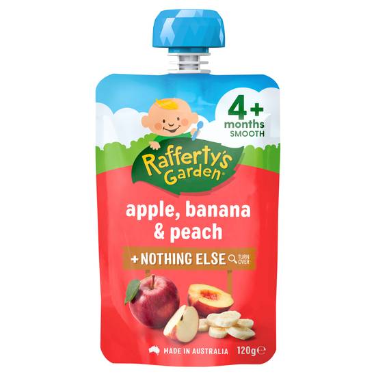 Rafferty's Garden Apple Banana & Peach and Nothing Else Baby Food Puree Pouch 4+ Months 120g