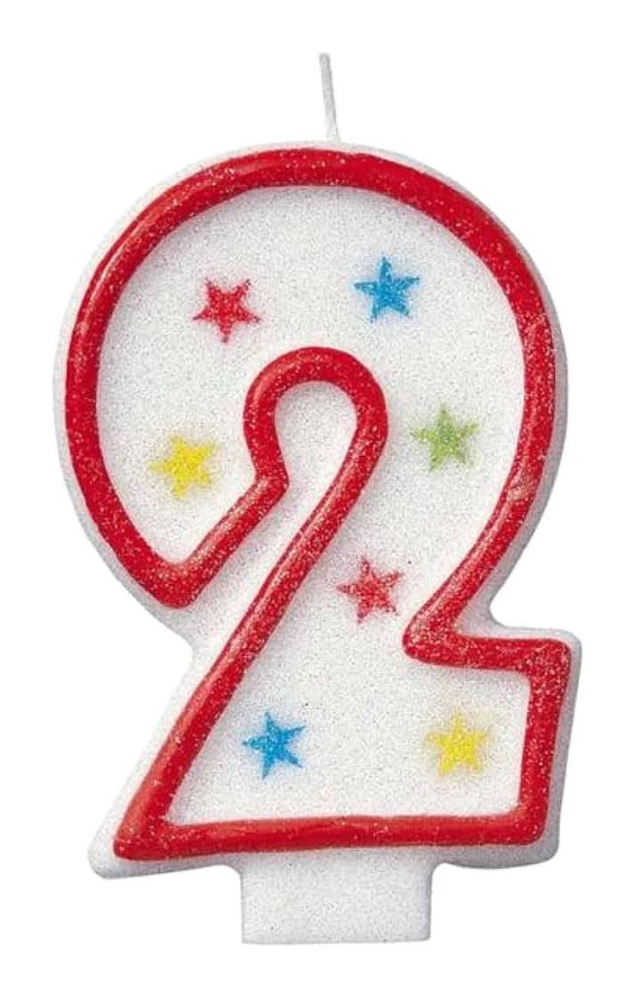 321 Party! Glitter Number 2 Birthday Candle