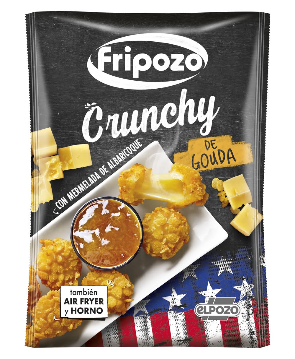 Crunchy bolitas de queso gouda empanadas con mermelada de albaricoque · Fripozo (18 un)