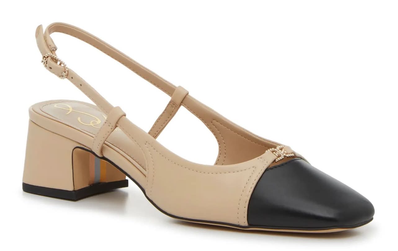 Sam Edelman Tarra Pump (Sand/Black Leather Medium - 11)