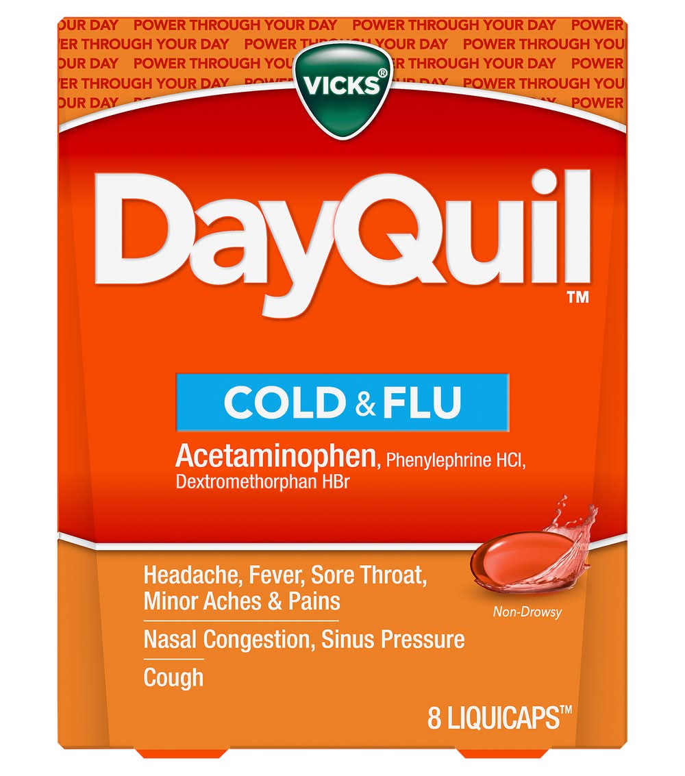 Vicks Dayquil Cold & Flu Liquid Caps (1 lbs, 8 ct)
