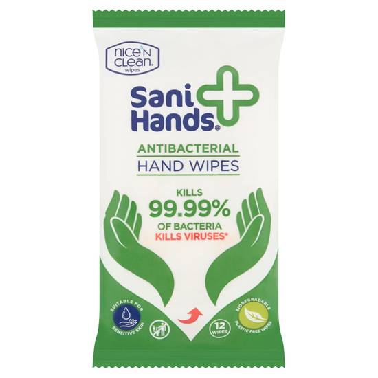 Sani Hands Anti-Bacterial Hand Wipes x12