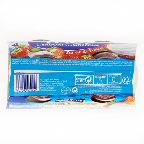Yaos - Yaourt à la grecque nature sur lit de fraises (4 pièces)