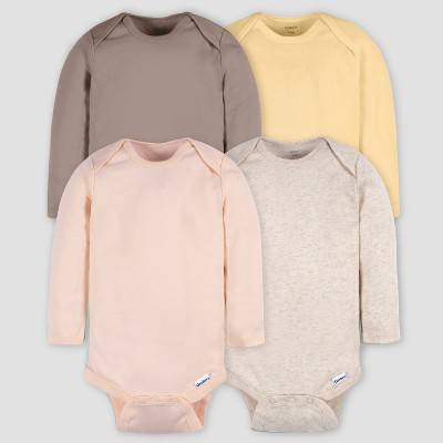 Gerber Baby Long Sleeve Onesies, 3-6m (4 ct)