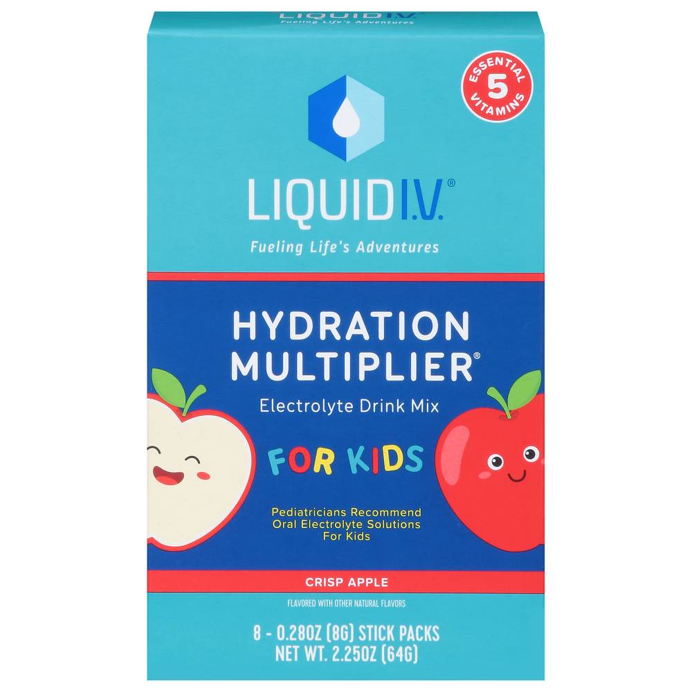 Liquid I.v. Hydration Multiplier Crisp Electrolyte Drink Mix For Kids packs (8 pack, 0.28 oz) (apple)