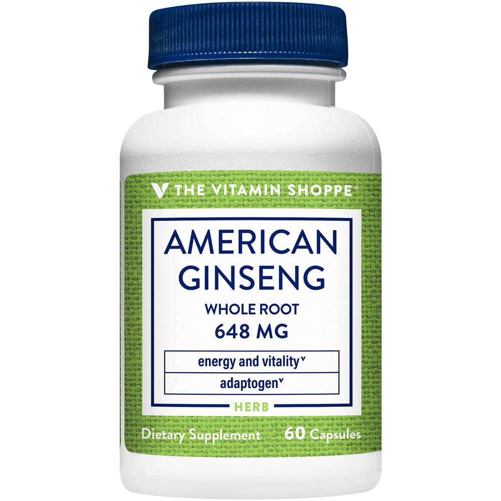 The Vitamin Shoppe American Ginseng Whole Root (60ct)