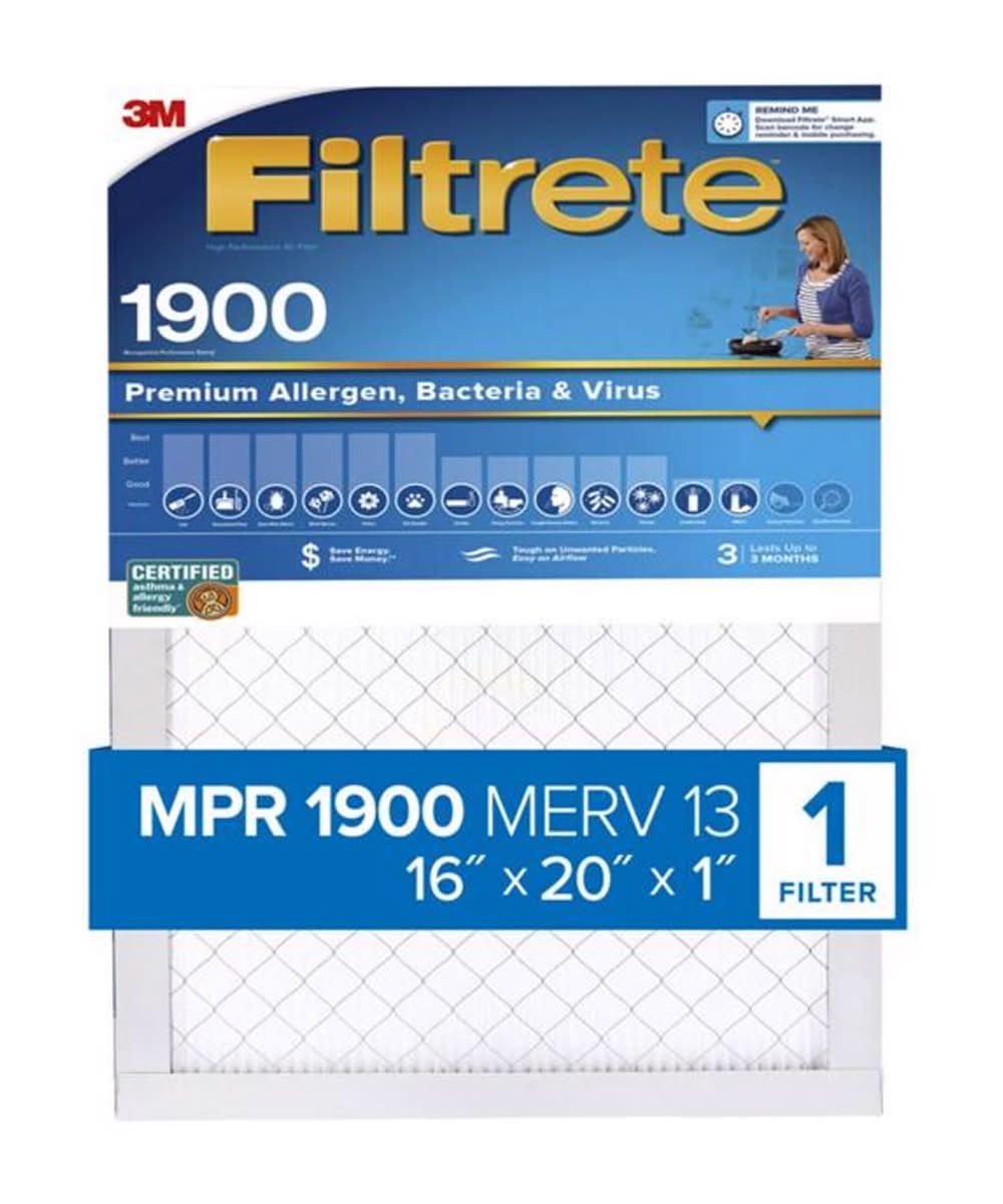 Filtrete 16 In. W X 20 In. H X 1 In. Polypropylene 1900 Mpr Pleated Allergen Air Filter 1 Pk