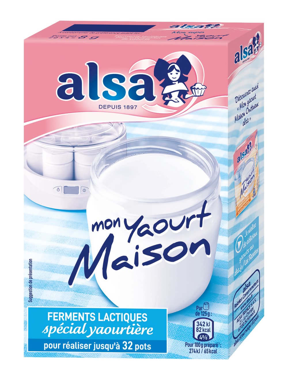 Alsa - Mon yaourt maison ferments lactiques pour yaourtière (8g)
