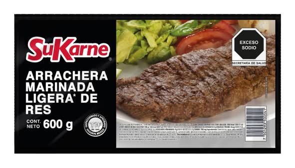 SuKarne · Arrachera marinada de res ligera (600 g)
