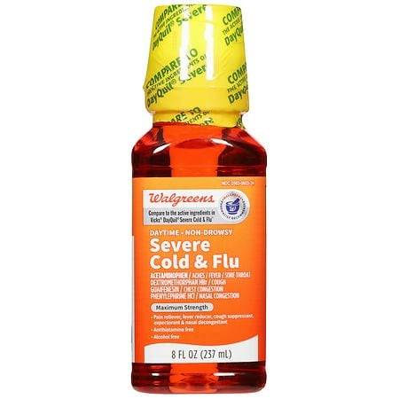 Walgreens Severe Daytime Cold and Flu Relief, Maximum Strength Liquid Cold Medicine (8 fl oz)