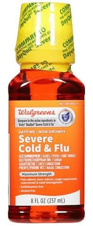 Walgreens Severe Daytime Cold and Flu Relief, Maximum Strength Liquid Cold Medicine (8 oz)