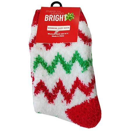 Festive Voice Make The Season Bright Cozy Sock, Female