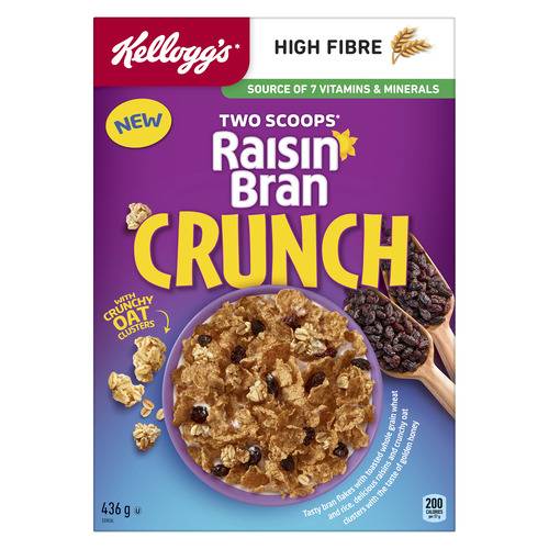 Kellogg's Two Scoops Raisin Bran Crunch Cereal (436 g)