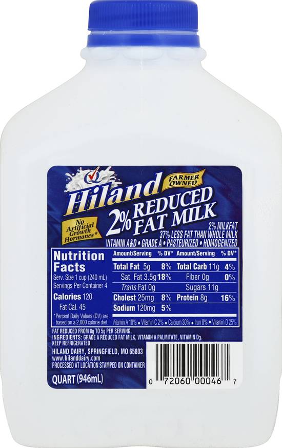 Hiland 2% Reduced Fat Milk (1 qt)