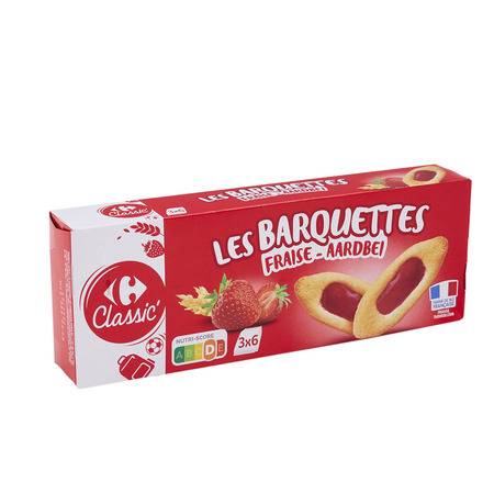 FID - Biscuits barquettes fraise CARREFOUR CLASSIC' - les 2 boites de 120g