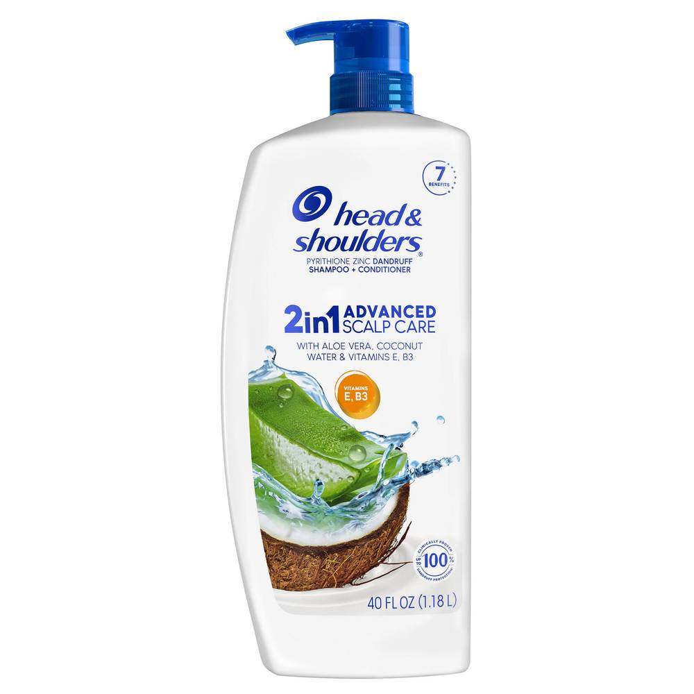 Head & Shoulders 2 In 1 Advanced Scalp Care Shampoo + Conditioner, Aloe Vera - Coconut Water (40 fl oz)