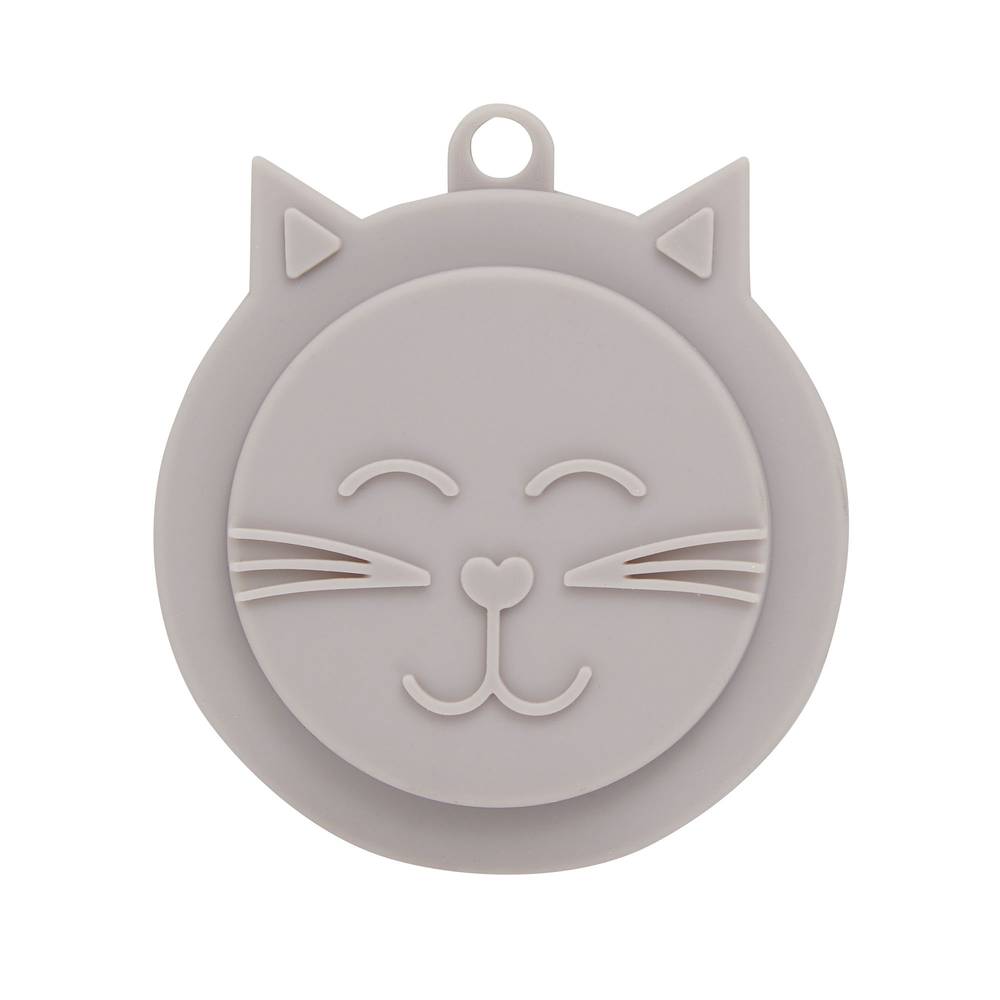 Whisker City 3d Cat Face Cat Food Can Cover (grey)