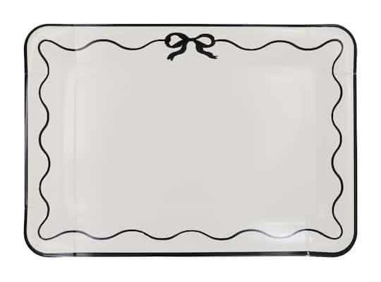 Celebrate It Bow Paper Trays, 9x13 in, Cream & Black (2 ct)