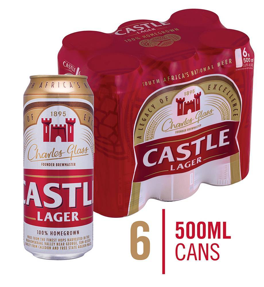 Castle Lager 500ml Cans 6 Pack