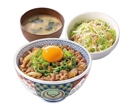 ねぎ玉牛丼サラダセット