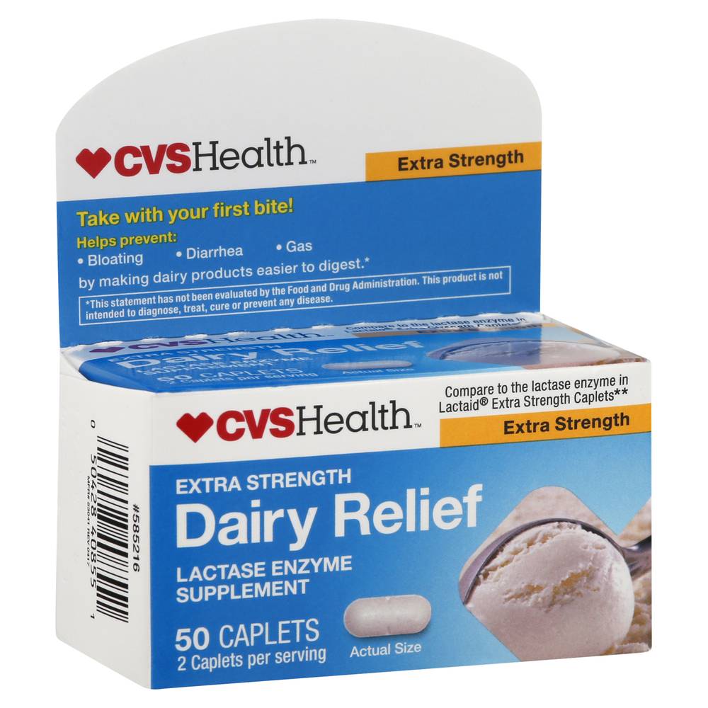 CVS Health Extra Strength Dairy Relief Supplement Caplets (50 ct)