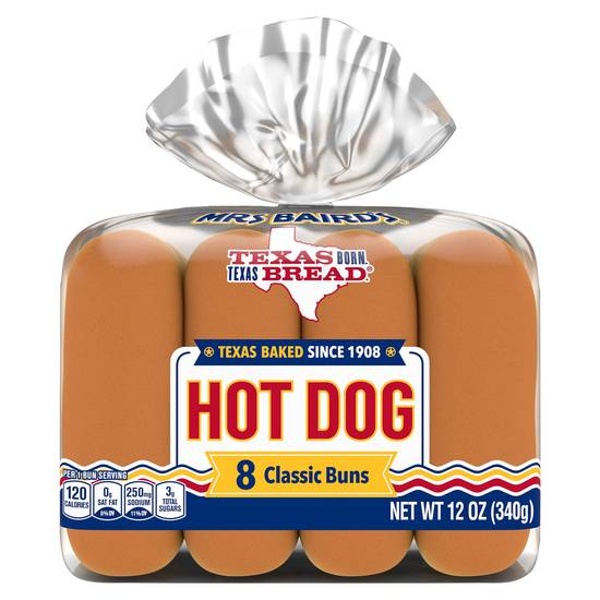 Mrs Baird's Hot Dog Classic Buns