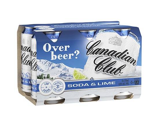 Canadian Club Soda & Lime Can 6x375mL