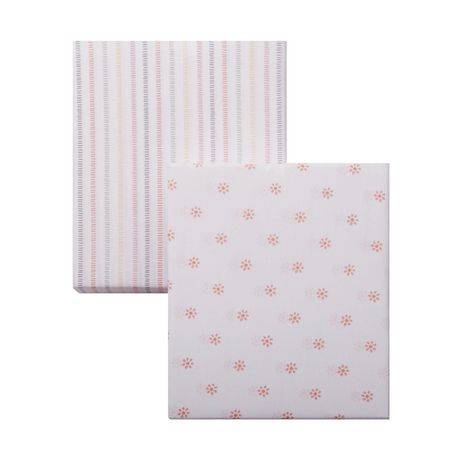 George Baby Organic Cotton Crib Sheets, 28" x 52", Dash Stripe-Disty Daisy (2 ct)